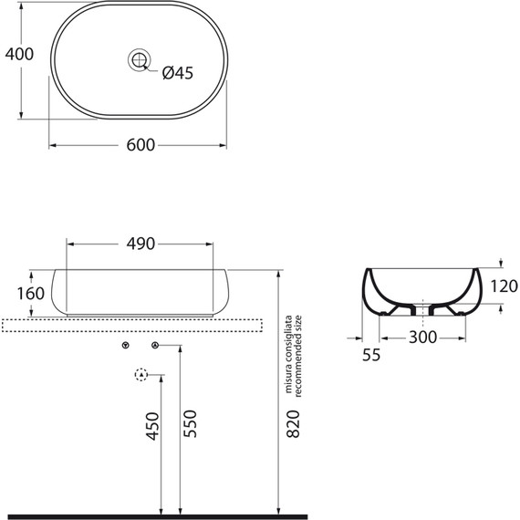 Раковина-чаша Azzurra Nuvola 60 см NULA06040000BI фото 5