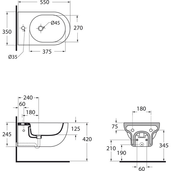 Биде подвесное Azzurra Nuvola NUBKS000000MBI фото 6