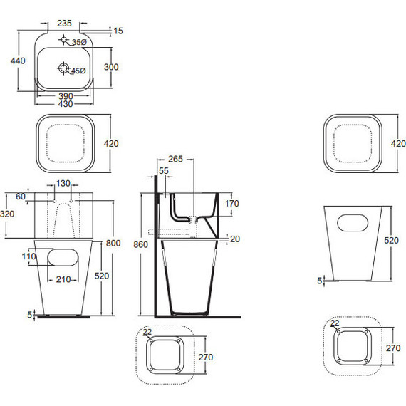 Раковина подвесная c бельевой корзиной Azzurra Tandem 45 см TALP04443T0M - 6 Раковина подвесная c бельевой корзиной Azzurra Tandem 45 см TALP04443T0M фото 6