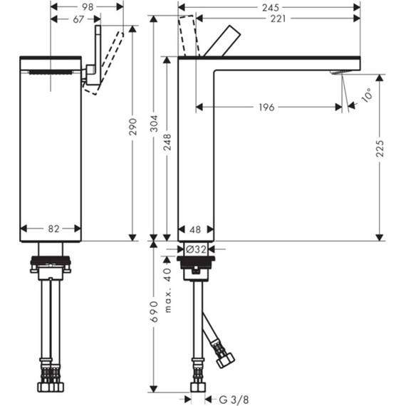 Смеситель для раковины высокий Axor MyEdition 47022000, хром/орех, Цвет производителя: хром, орех фото 2