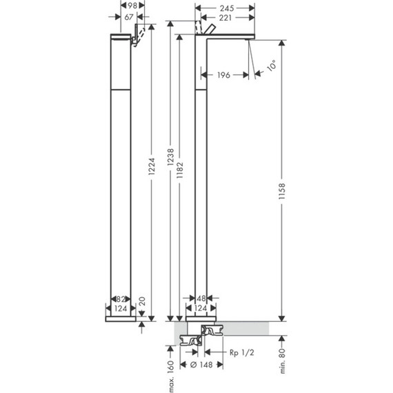 Смеситель для раковины напольный Axor MyEdition 47042330, чёрный/орех, Цвет производителя: чёрный, орех фото 2