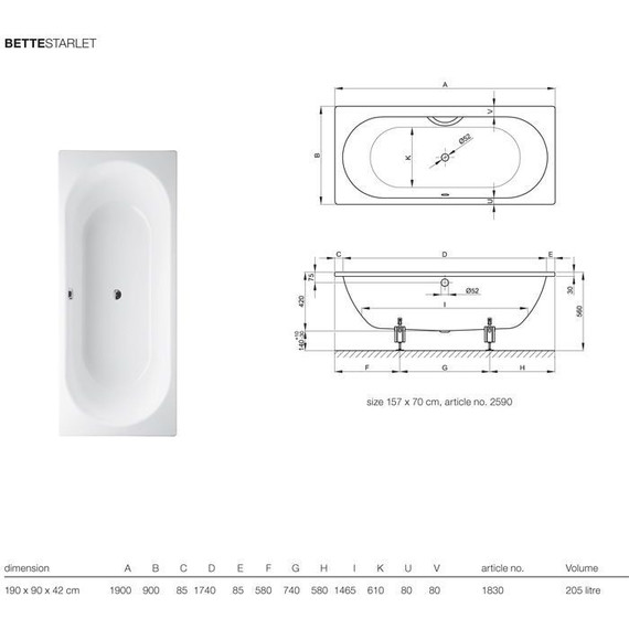 Ванна стальная Bette Starlet 190х90 см 1830-000 PLUS фото 7