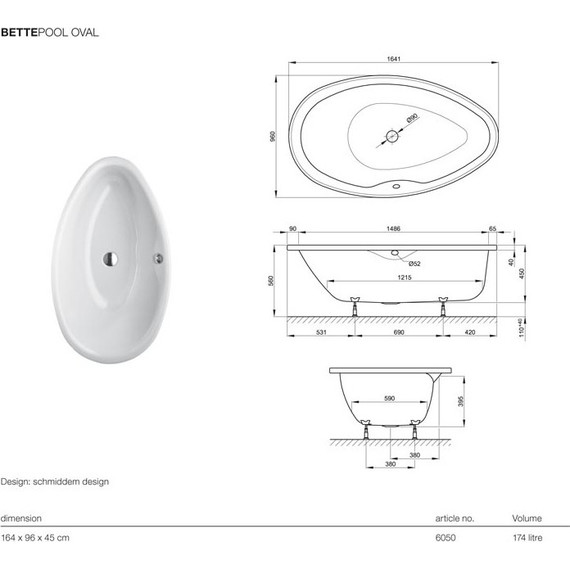 Ванна стальная Bette Pool 165х95 см 6050-000 PLUS фото 6