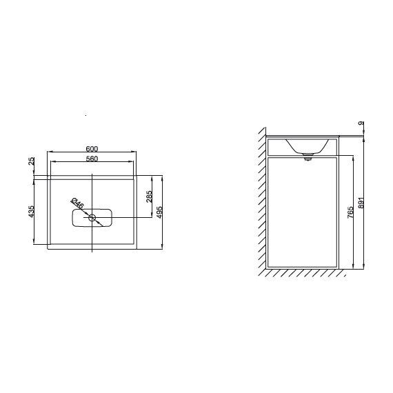 Раковина с каркасом Bette Lux Shape 60 см A170 HLW1 фото 4