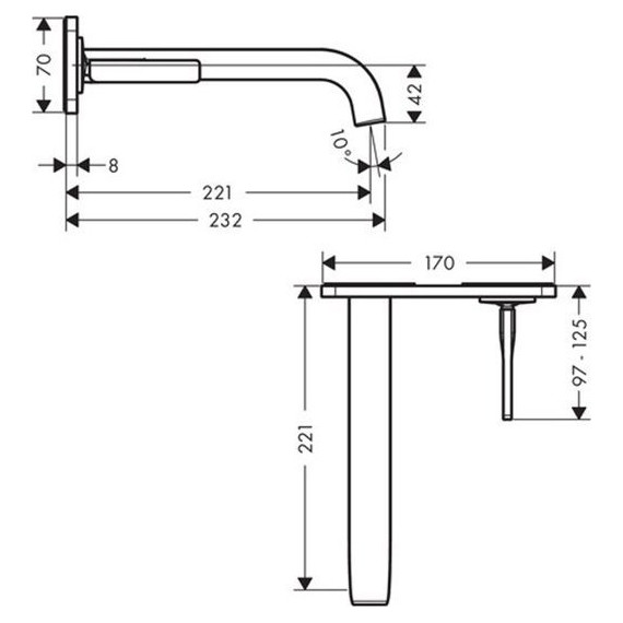 Смеситель для раковины настенный Axor Citterio E 36114000 фото 2