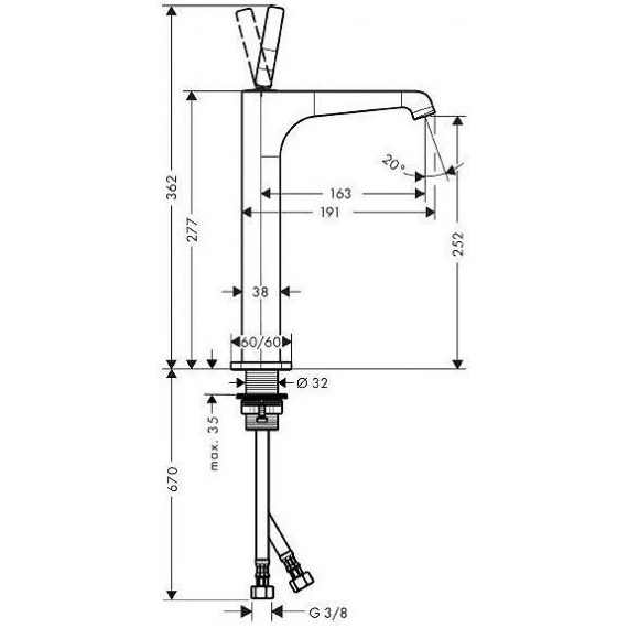 Смеситель для раковины высокий Axor Citterio E 362 мм 36104000 фото 4