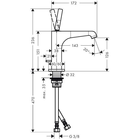 Смеситель для раковины Axor Citterio E 236 мм 36100000 фото 5
