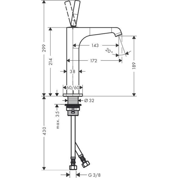 Смеситель для раковины высокий Axor Citterio E 299 мм 36103000 фото 5