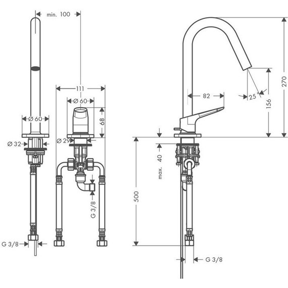 Смеситель для раковины Axor Citterio M 34132000 фото 2