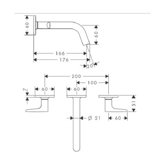 Смеситель для раковины настенный Axor Citterio M 34313000 фото 3
