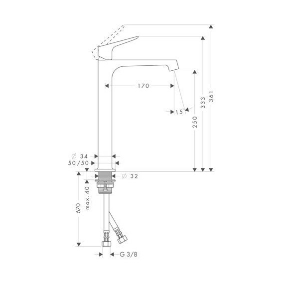 Смеситель для раковины высокий Axor Citterio M 34127000 фото 5