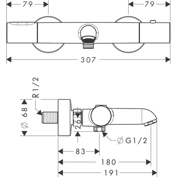 Смеситель для ванны с термостатом Axor Citterio M 34435000 фото 3