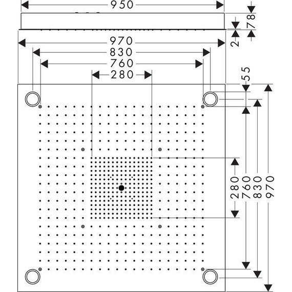 Верхний душ Axor ShowerCollection ShowerHeaven 10623800, 970х970 мм, латунь фото 6