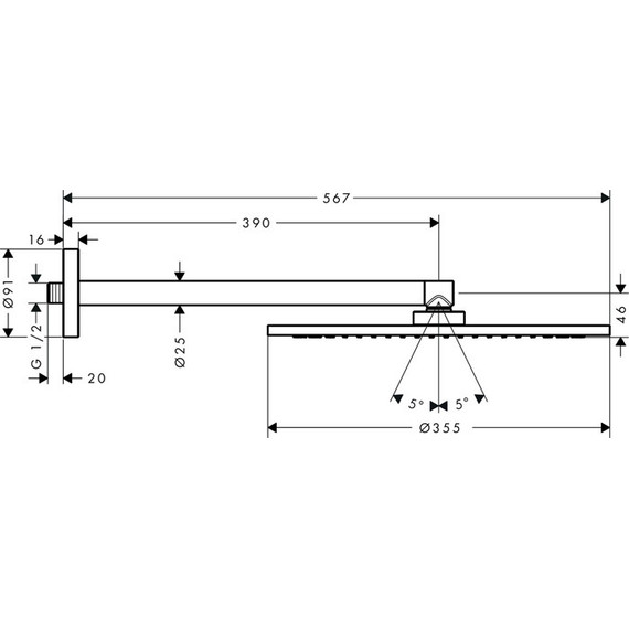 Верхний душ Axor ShowerSolutions 26034000, 350 мм, латунь фото 5