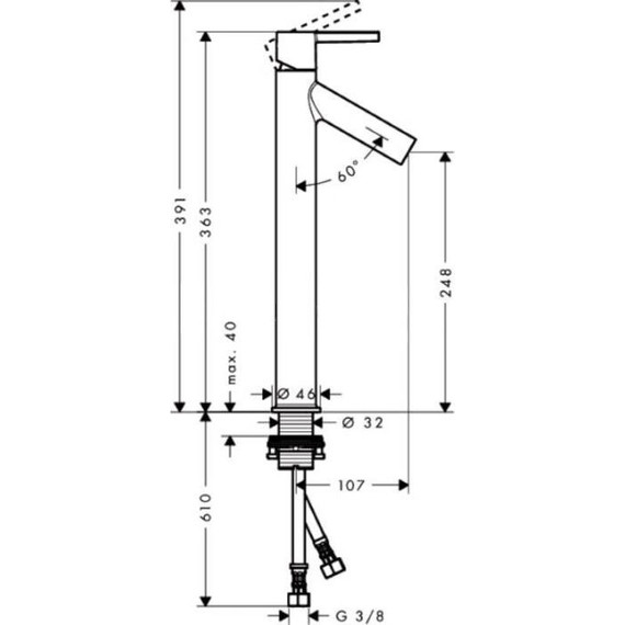 Смеситель для раковины высокий Axor Starck 10103000 фото 4