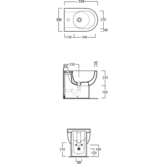 Биде напольное Simas E-Line EL04bi - 5 Биде напольное Simas E-Line EL04bi фото 5