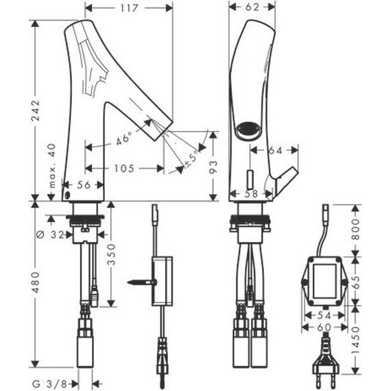 Смеситель для раковины электронный Axor Starck Organic 12171000 фото 4