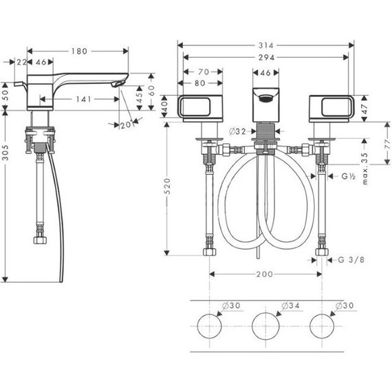 Смеситель для раковины Axor Urquiola 11041000 фото 5
