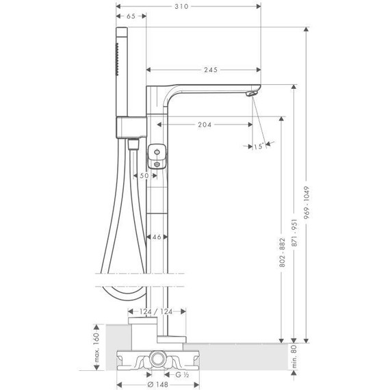 Смеситель для ванны с термостатом Axor Urquiola 11422000 - 7 Смеситель для ванны с термостатом Axor Urquiola 11422000 фото 7