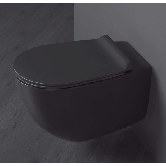 Унитаз подвесной безободковый Simas Vignoni VI18nero bril, Цвет производителя: чёрный фото 2