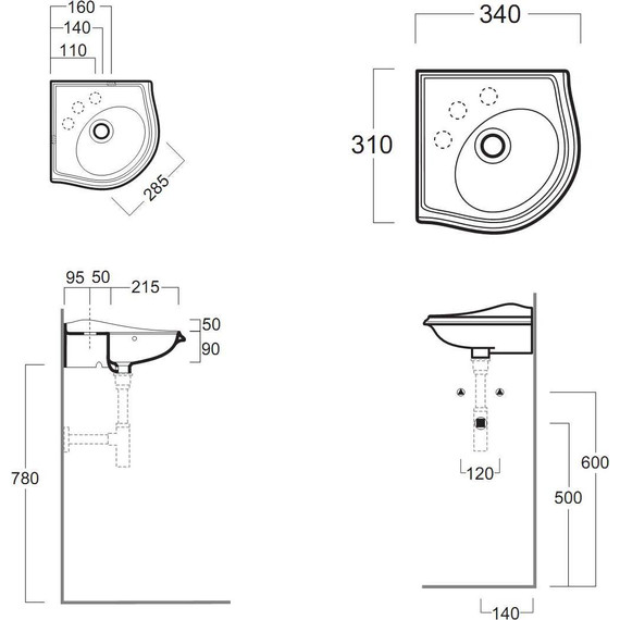 Раковина угловая Simas Arcade 34 см AR036bi*1 фото 3