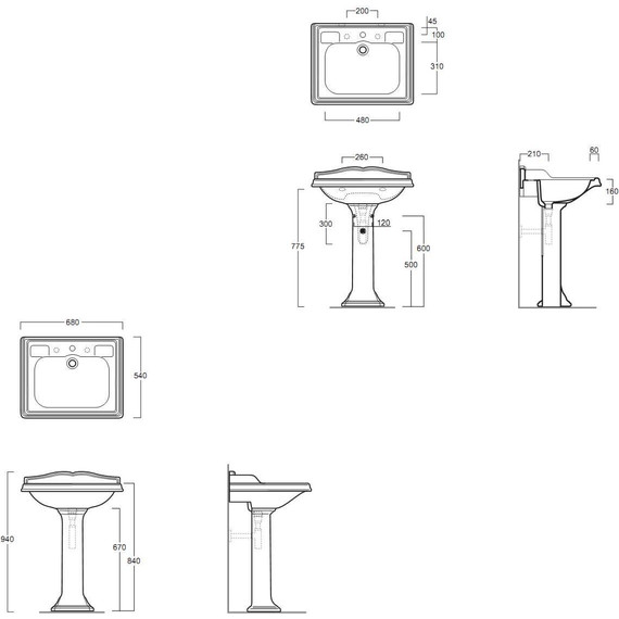 Раковина с пьедесталом Simas Arcade 70 см AR824bi*1 - 5 Раковина с пьедесталом Simas Arcade 70 см AR824bi*1 фото 5