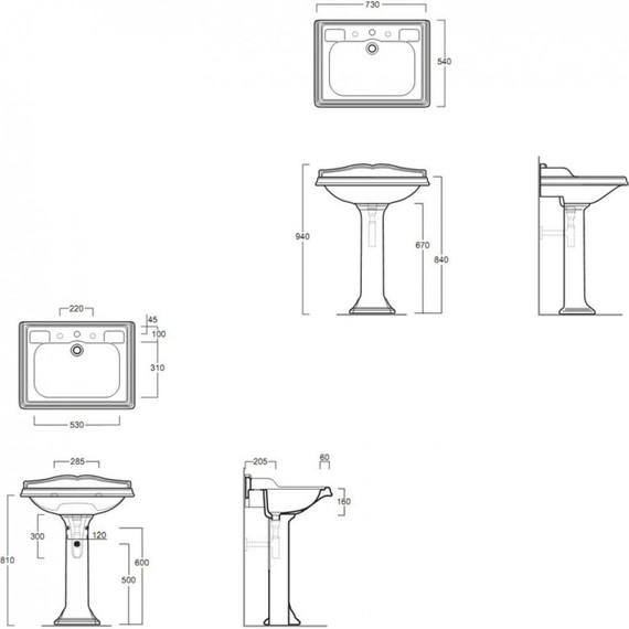 Раковина с пьедесталом Simas Arcade 75 см AR834bi*1 - 5 Раковина с пьедесталом Simas Arcade 75 см AR834bi*1 фото 5