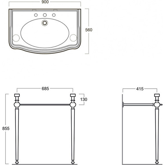 Раковина с консолью Simas Arcade 90 см AR864bi*1 - 5 Раковина с консолью Simas Arcade 90 см AR864bi*1 фото 5
