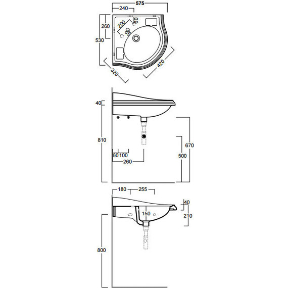 Раковина угловая Simas Arcade 57 см AR884bi*1 - 2 Раковина угловая Simas Arcade 57 см AR884bi*1 фото 2