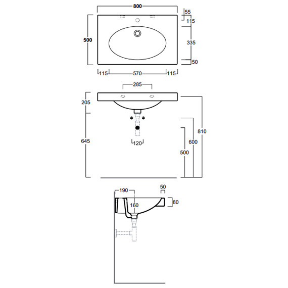 Раковина подвесная Simas Lft Spazio 80 см LFT44nero*1 фото 3