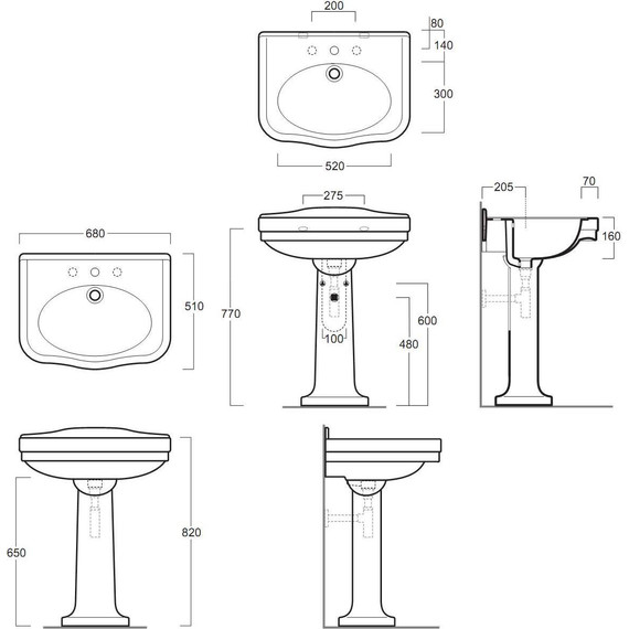 Раковина с пьедесталом Simas Londra 70 см LO924bi*1 - 4 Раковина с пьедесталом Simas Londra 70 см LO924bi*1 фото 4