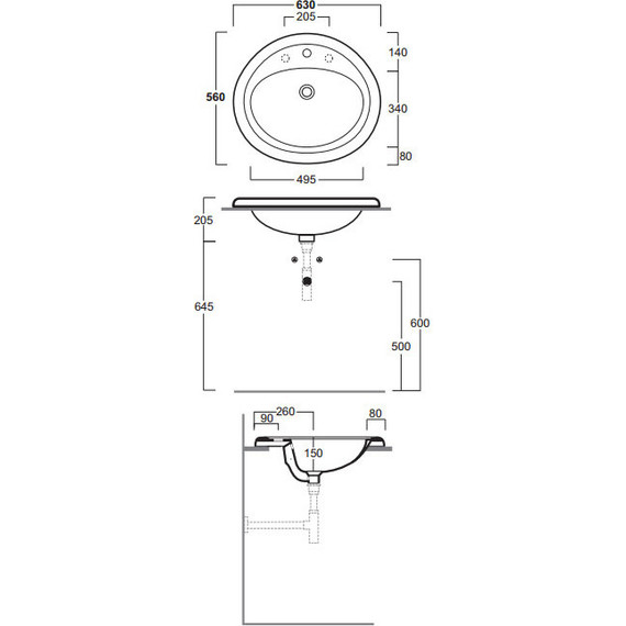 Раковина врезная на столешницу Simas Top e lavabi d'arredo 65 см S51 bi*1 - 3 Раковина врезная на столешницу Simas Top e lavabi d'arredo 65 см S51 bi*1 фото 3