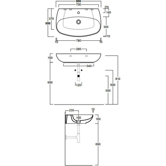 Раковина подвесная Simas Vignoni 80 см VI11bi*1 - 5 Раковина подвесная Simas Vignoni 80 см VI11bi*1 фото 5