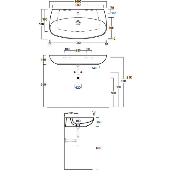 Раковина подвесная Simas Vignoni 100 см VI12bi*1 фото 6