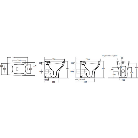 Унитаз-биде приставной Globo Genesis GEB01.BI фото 5