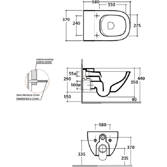 Унитаз подвесной Globo Stockholm LAS04.BI фото 7