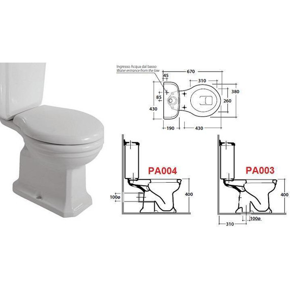 Унитаз-компакт слив горизонтальный Globo Paestum PA004.BI фото 8