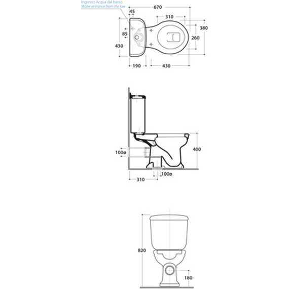 Унитаз-компакт слив горизонтальный Globo Paestum PA004.BI фото 7