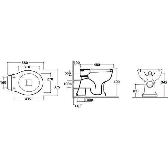 Унитаз приставной слив горизонтальный Globo Paestum PA002.BI фото 4