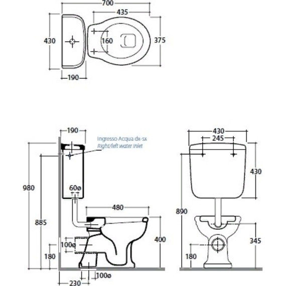 Унитаз-компакт слив горизонтальный Globo Paestum PA002.BI фото 6