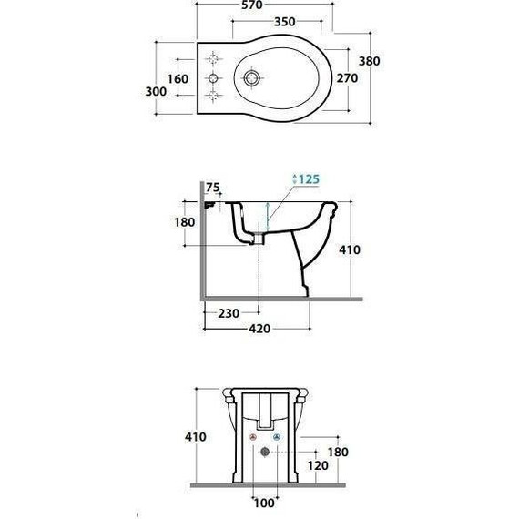 Биде напольное Globo Paestum PA026.BI*1 - 5 Биде напольное Globo Paestum PA026.BI*1 фото 5