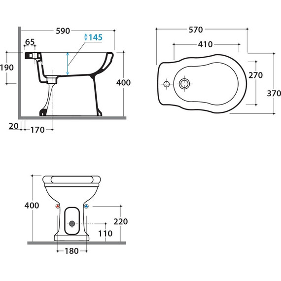 Биде напольное Globo Paestum PA009.BI*1 - 8 Биде напольное Globo Paestum PA009.BI*1 фото 8