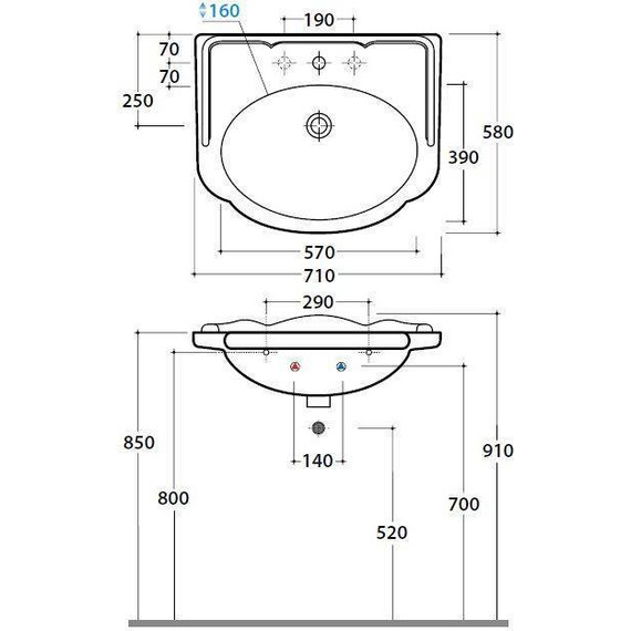 Раковина подвесная Globo Paestum 70 см PA006.BI*1 - 4 Раковина подвесная Globo Paestum 70 см PA006.BI*1 фото 4