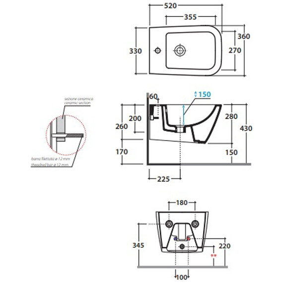 Биде подвесное Globo Stone 52х36 STS10.BI*1 фото 7