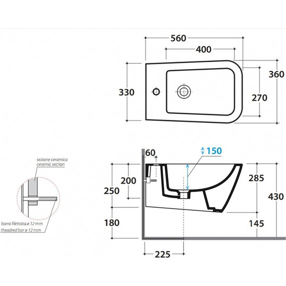 Биде подвесное Globo Stone 56х36 STS09.BI*1 фото 6