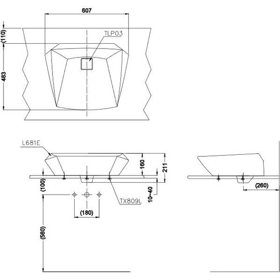 Раковина-чаша Toto Jewelhex 60 см LW681B#W фото 5