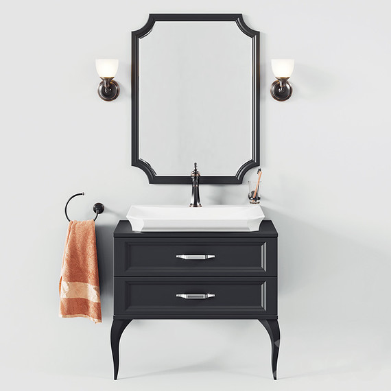 Тумба напольная с раковиной Aqwella La Donna 85 см LAD0108BLK, черный, Цвет фасада: чёрный - 5 Тумба напольная с раковиной Aqwella La Donna 85 см LAD0108BLK, черный, Цвет фасада: чёрный фото 5