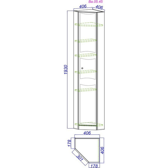 Пенал напольный угловой Aqwella Барселона 45 см Ва.05.45, универсальный - 2 Пенал напольный угловой Aqwella Барселона 45 см Ва.05.45, универсальный фото 2