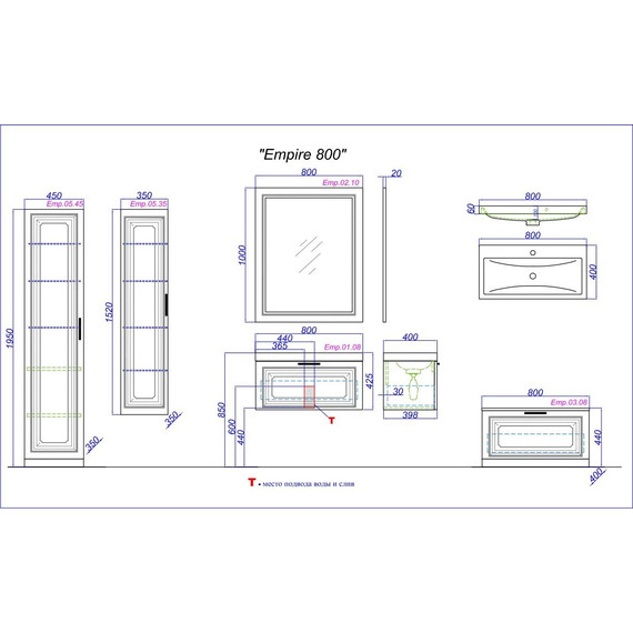 Тумба подвесная с раковиной Aqwella Империя 80 см Emp.01.08/W - 11 Тумба подвесная с раковиной Aqwella Империя 80 см Emp.01.08/W фото 11