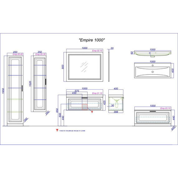 Зеркало Aqwella Империя 100 см Emp.02.10/W фото 6